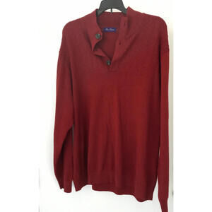 Alan Flusser Sweater Pullover Mens 2XL Classic 3 Button Mock Neck Red NWT